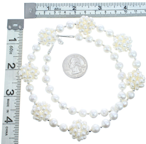 Fresh Water Pearl Sterling Silver Bead Necklace KX120898